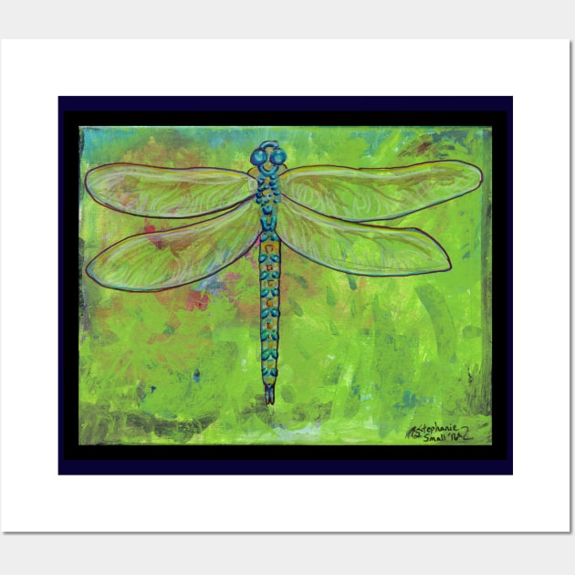 Dragonfly Insect Bug Green Wildlife Nature Animal Creature Beast Being Bugs Dragonflies Fly Flies Wings Winged Wall Art by pegacorna